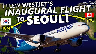 I Flew WestJets INAUGURAL Flight to Seoul [upl. by Mcclees]