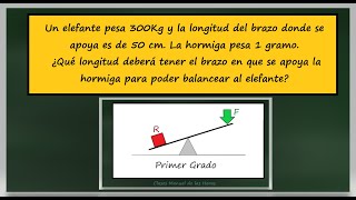 Problema Ley de la Palanca 4 Hormiga y Elefante quotDadme un punto de Apoyo y Moveré el Mundoquot [upl. by Kattie686]