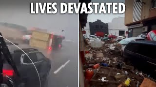 Shocking footage shows the devastating aftermath of deadly Spain floods [upl. by Allistir]