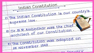 10 Lines on Indian Constitution 10 lines on Constitution of India in english Indian Constitution [upl. by Bink]