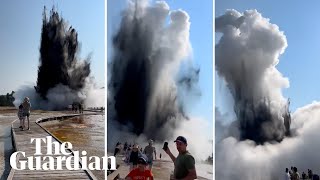 Geyser eruption in Yellowstone national park sends visitors fleeing [upl. by Broderick113]