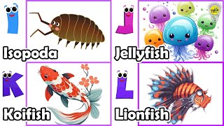 ABC phonics animals  ABC Sea Animals song  English and Animals for Kids  Alphabets Kids Song [upl. by Zailer]