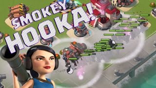 SMOKEY HOOKA STRATEGY  Boom Beach  HIGH DAMAGE ATTACKS [upl. by Hessler515]