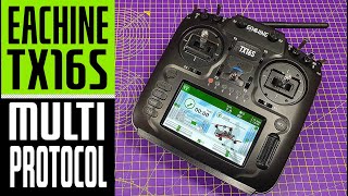 Eachine TX16S 16CH Multiprotocol OpenTX Radio Transmitter  Hall Sensor Gimbals  First look review [upl. by Alicul662]