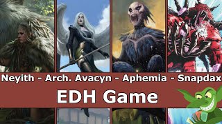 Neyith vs Archangel Avacyn vs Aphemia vs Snapdax EDH  CMDR game play for Magic The Gathering [upl. by Goodill]