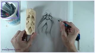 How to Draw Faces for Wood Spirits Wood Carving practice drawing old man face [upl. by Gobert]