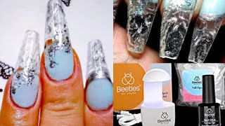 The Clearest Cracked Ice Nails on Full Cover Tips Gel Tutorial [upl. by Htebazileharas]