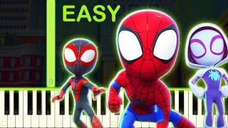 The Transformation Song  Spidey and His Amazing Friends  EASY Piano Tutorial [upl. by Adhamh975]