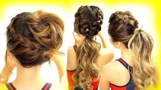 3 ★ Cutest WORKOUT HAIRSTYLES BRAID SCHOOL HAIRSTYLES for Long Medium Hair [upl. by Ativet759]