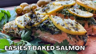 Easy Salmon recipe golden crispy salmons in juicy lemon garlic parsley sauce [upl. by Ardnahs]