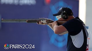 Great Britains Nathan Hales sets Olympic record in mens trap final  Paris Olympics  NBC Sports [upl. by Eikceb837]