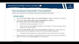 Excel Module 11 SAM Project 1a  NPEX365202111A  Hempstead University Foundation  SAM Cengage [upl. by Hammer499]