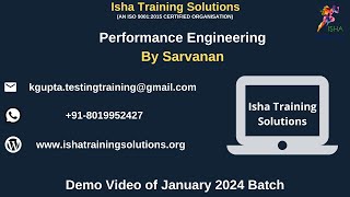 Performance Engineering Demo Video on 29th Jan 2024ContactWhatsApp us on 918019952427 to enroll [upl. by Whitney]