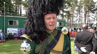 Drum Major Derek with Huntly amp District Pipe playing Castle Dangerous on Tomintoul Green in 2018 [upl. by Nuhsyar876]