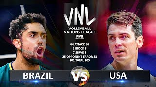 Brazil vs USA  Mens VNL 2024 [upl. by Ayikahs]