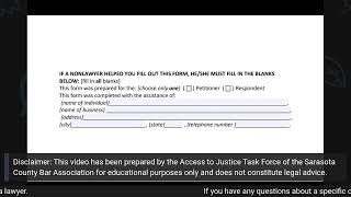 Family Law Financial Affidavit short form  Disclosure of Nonlawyer Assistance [upl. by Llerrat890]