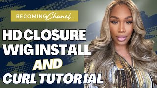 5x5 Closure Wig Install  Curl Tutorial lacewig wigtutorial closure [upl. by Adnamahs]