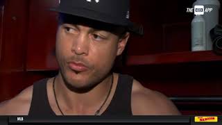 Giancarlo Stanton talks about his hot bat against the Baltimore Orioles [upl. by Meeks]