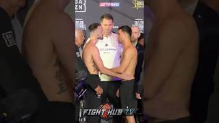 Josh Taylor PUTS HANDS on Jack Catterall in FINAL face off at weigh in [upl. by Furiya]