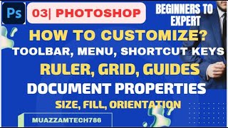 03 Photoshop  Learn how to customize toolbar menu shortcut keys  Ruler Grid Guides  Flyer [upl. by Lothair]