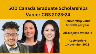 500 Scholarships in Canada open  Vanier CGS scholarships [upl. by Bohlen686]