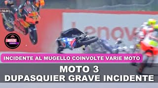 Moto 3 GRAVE incidente per DUPASQUIER incidente MUGELLO OGGI 2021 [upl. by Aitercal950]