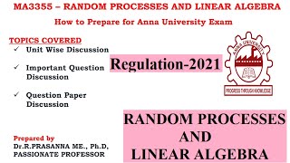 Anna University Exam Preparations  MA3355 Random Processes and Linear Algebra [upl. by Ashling454]