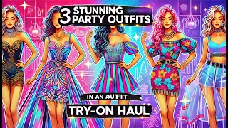 3 Stunning Party Outfits in an Outfit Challenge  TryOn Haul [upl. by Hett]