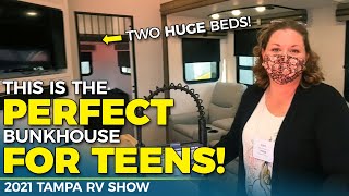 Tour THREE New Bunkhouse Fifth Wheel RVs  2021 Tampa RV Show [upl. by Australia]