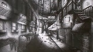 One Point Perspective Drawing  Time Lapse [upl. by Iat]