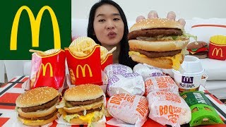 MCDONALDS BIG MAC  BBQ Beef and Chicken Burgers w Egg McFlurry Apple Pie  Mukbang Eating Show [upl. by Harrat]