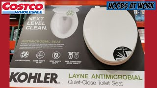 Costco Kohler Layne Quietclose Antimicrobial Toilet Seat Unboxing amp Installation Item No 1572656 [upl. by Eceirtal]