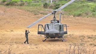 RNZAF UH1H IROQUOIS STARTs UP amp TAKEs OFF IN A PADDOCK [upl. by Anagrom571]