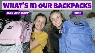 Whats In Our Backpacks 2018  Jacy and Kacy [upl. by Niahs]