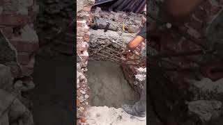 Pile foundation construction process of load bearing column for brick house [upl. by Lipson]