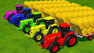 HARVEST LOAD amp MAKE STRAW BALES WITH JOHN DERRE AND CASE TRACTORS  Farming Simulator 22 [upl. by Airyt]