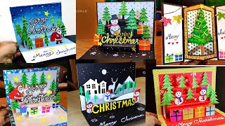 6 DIY Pop up Christmas cards Handmade Christmas Greeting cards How to make Santa Greeting Card [upl. by Weider]