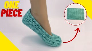 EASIEST Crochet Slipper Socks for Beginners  ONE PIECE [upl. by Naaitsirhc]