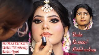 Affordable ✅ Bridal Makeup Tutorial In Budget  Under Rs1000 Wedding Makeup  Matte Foxy Eyeshadow [upl. by Ambler]