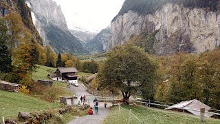 Caminata otoñal en los alpes suizos sin comentarios Lauterbrunnnen Wengen y Kleine Scheidegg [upl. by Eciram]