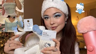 ASMR Forever 21 X Hello Kitty Blue Angel Collection TryOn Haul 🩵🪽 [upl. by Arekat]