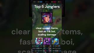 TOP 5 JUNGLERS FOR COMPETITIVE PLAY leagueoflegends jungle competitive [upl. by Bitthia695]