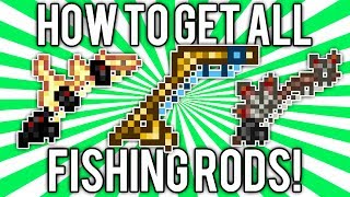 Terraria 124 All Fishing Poles amp Rods Guide Golden Hotline Fiberglass amp MORE demizegg [upl. by Hola]