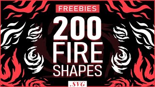 🔥x200 Fire Shapes Pack SVG  FREEBIE [upl. by Idden569]