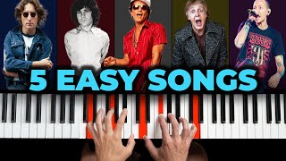 5 Easy Songs to Play on piano for Beginners with PDF [upl. by Enimaj821]