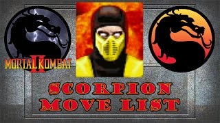 Mortal Kombat 2  Scorpion Move List [upl. by Sirkin]