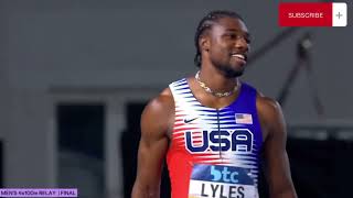 Mens 4x100m Relay Final  Noah Lyles In A Blistering Finish For USA [upl. by Imrots]