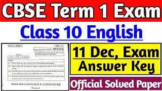 Class 10 English 00224 Answer Key Cbse Term 1 Exam English 10th Class Question Paper Answer Key [upl. by Atinram]