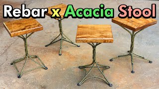 เก้าอี้จากไม้กระถินเทพาและเหล็กข้ออ้อย  Rabar and Acacia Stool [upl. by Haniraz]