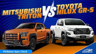 PICKUP WARS REIGNITED 2024 Mitsubishi Triton Athlete vs Toyota Hilux GRS  Philkotse Spec Check [upl. by Lay758]